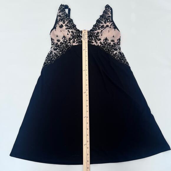 SOMA WOMENS EMBLISS KNIT FLOCKED CHEMISE SLEEP WEAR BLACK AND IVORY SIZE S - Picture 10 of 11